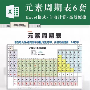 化学元素周期表pdf电子版可打印编辑修改新版高清图片jpg学生素材-淘宝虚拟仓
