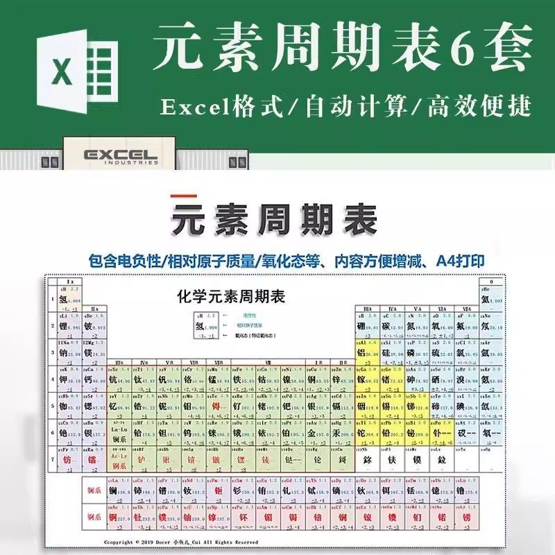 化学元素周期表pdf电子版可打印编辑修改新版高清图片jpg学生素材-淘宝虚拟仓